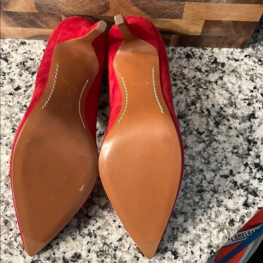 Coach Red Suede Women's Heels Size 10 - Picture 5 of 8